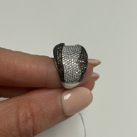 Suzy Levian Sterling Silver Brown White CZ Wide Pave Band NWT - Picture 3 of 7